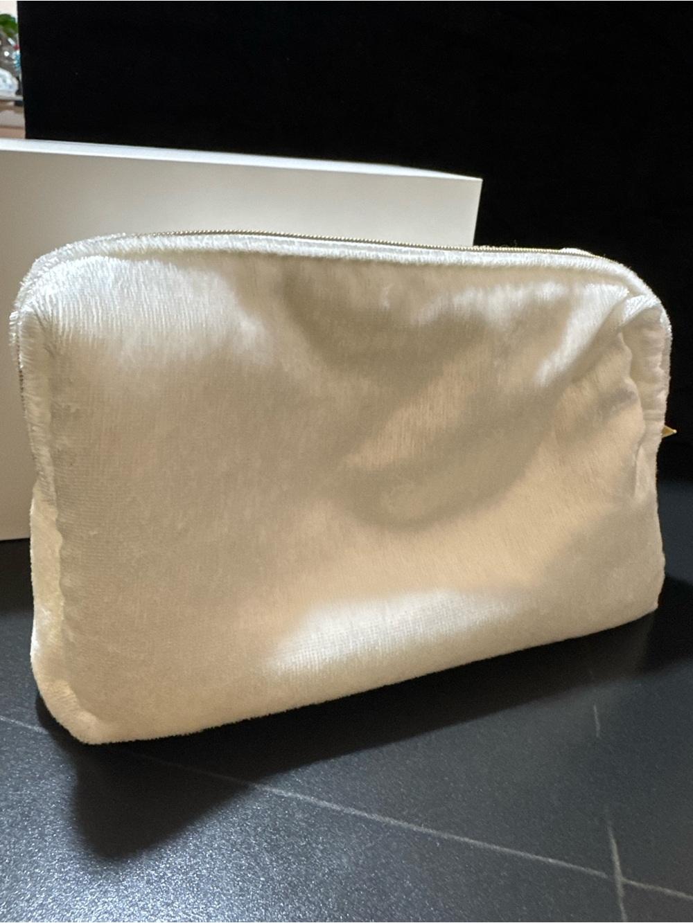 Dior White Velvet CD Logo Cosmetic Pouch - Picture 5 of 10